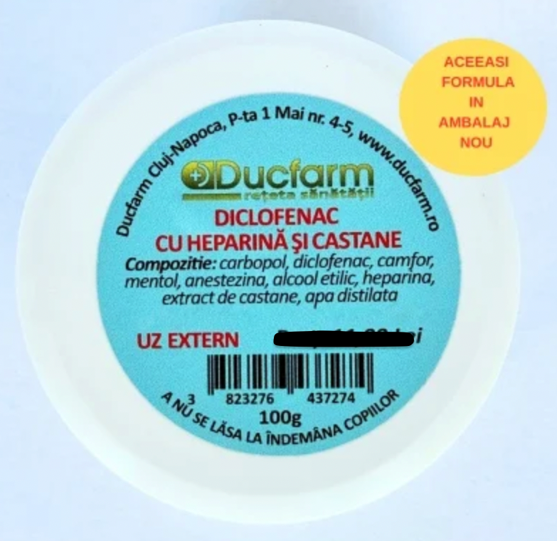 Ducfarm Diclofenac sodic cu heparina si castane 100g (Ducfarm)