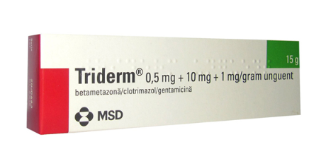 Triderm, 0,5 mg + 10 mg + 1 mg / gram unguent, 15g, Merck