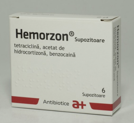Hemorzon, 20 mg/10 mg/8,3 mg, 6 supozitoare, Antibiotice SA