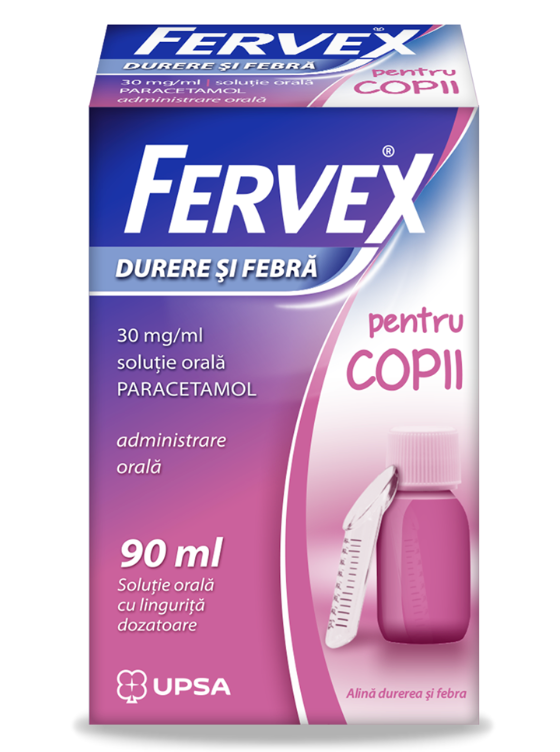 Fervex Durere si Febra pentru copii, 30 mg/ml solutie orala, 90 ml, Upsa