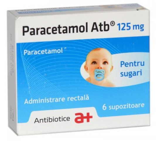 Paracetamol Atb, 125 mg, 6 supozitoare, Antibiotice SA