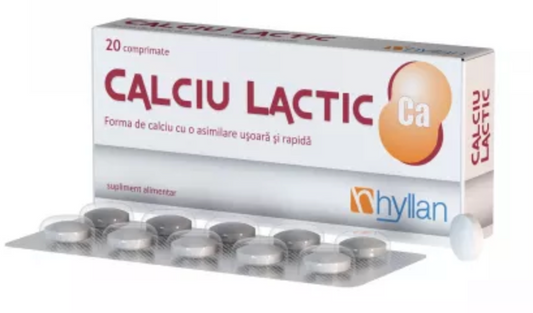 Calciu Lactic, 20 tablete, Hyllan